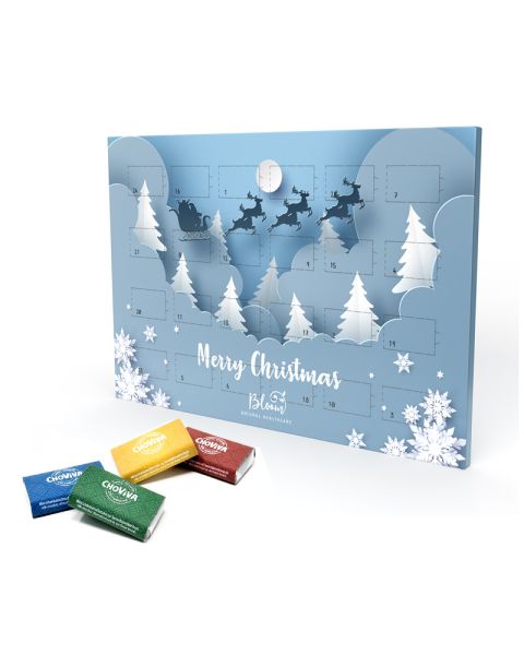 Advent calendar with ChoViva in landscape format with promotional print