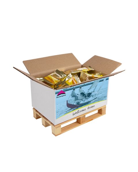 Maxi Palette mit Keksen und mit Werbedruck