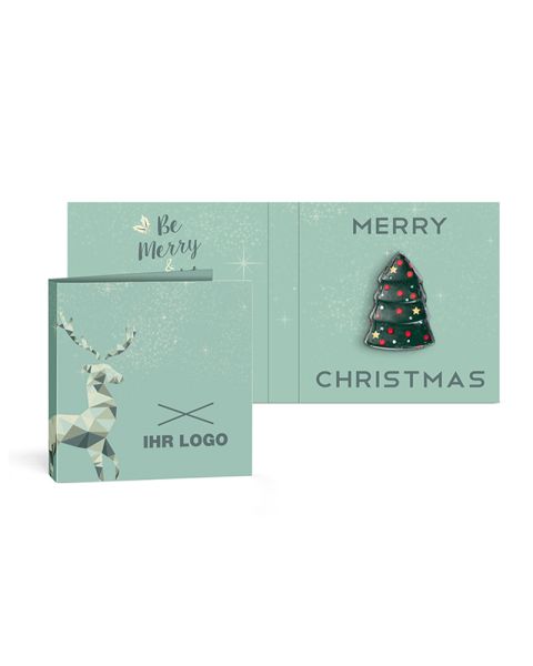 10 g Rausch Plantation chocolate Christmas tree in folding card with advertising print