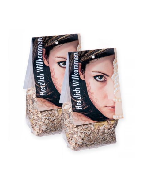 250 g Früchte Müsli im Bodenbeutel mit Werbereiter