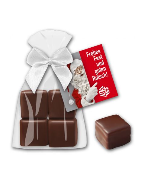 50 g dominoes in glossy bag with advertising card