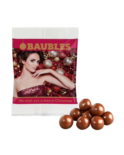 10 g chocolate crisp balls from Brandt in paper bags with promotional print
