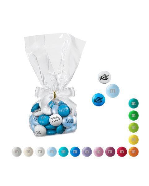 40 g personalised M&M's in a stand-up pouch with a bow