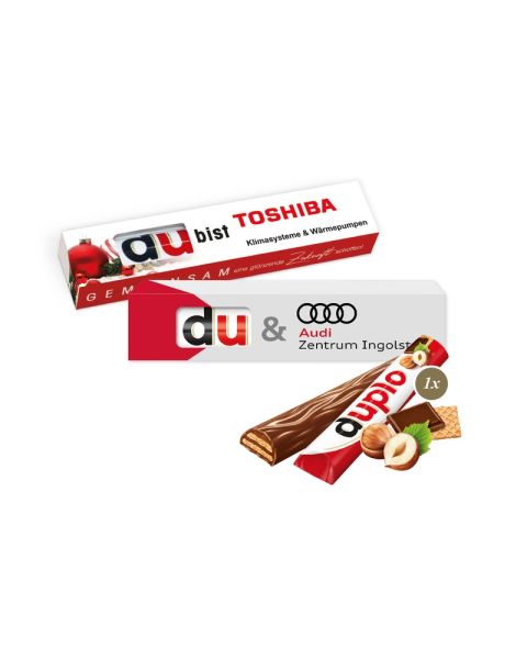 1 Ferrero Duplo in gift packaging with advertising print