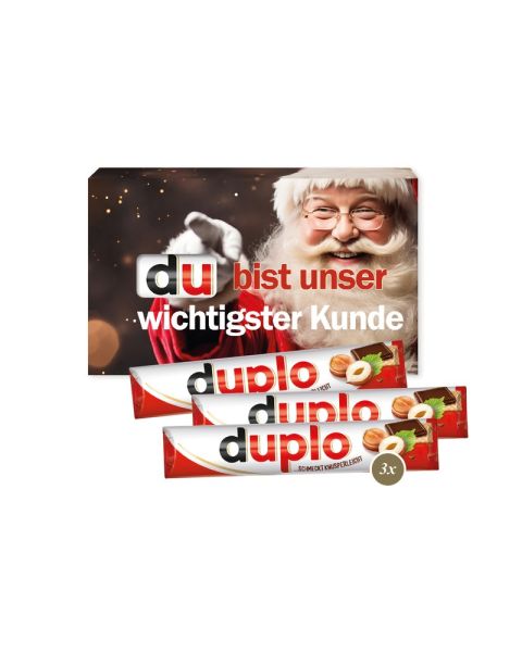 3 Ferrero Duplo in gift packaging with advertising print
