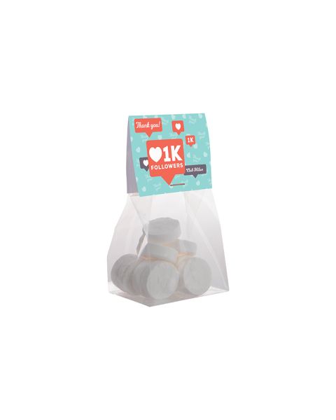 50 g Wilhelmina peppermints in stand-up pouches with advertising tab