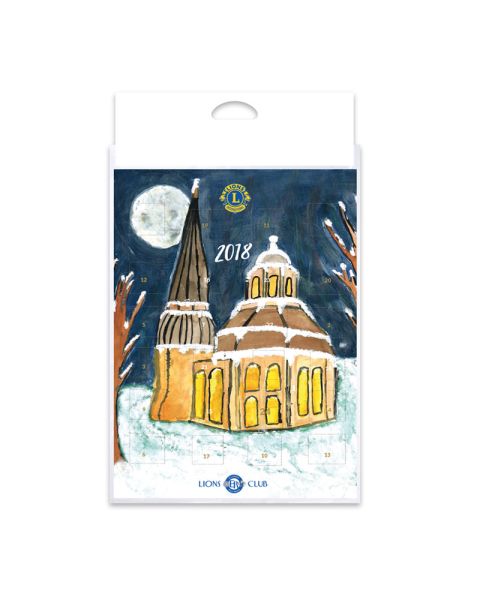 Lions Club Schokoladen Adventskalender mit Losnummern im Hochformat