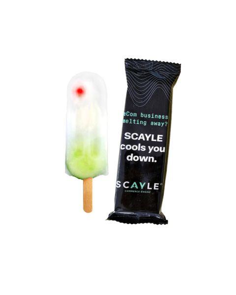 90 ml gin and tonic sorbet ice cream in flow pack with all-round advertising print