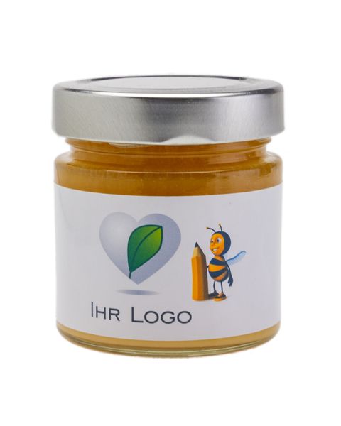 250 g Lavendelhonig im Glas mit Banderolenetikett und Logodruck