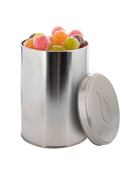 Lollipops in a 1.3 l metal tin with embossed lid