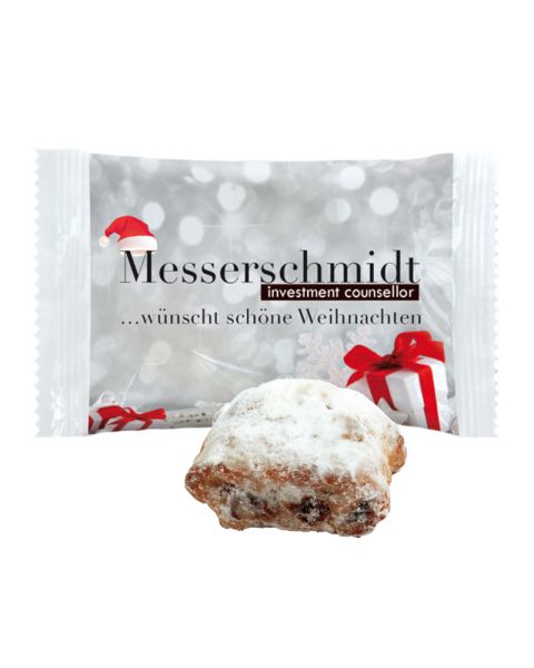 Stollen confectionery in printable promotional bags