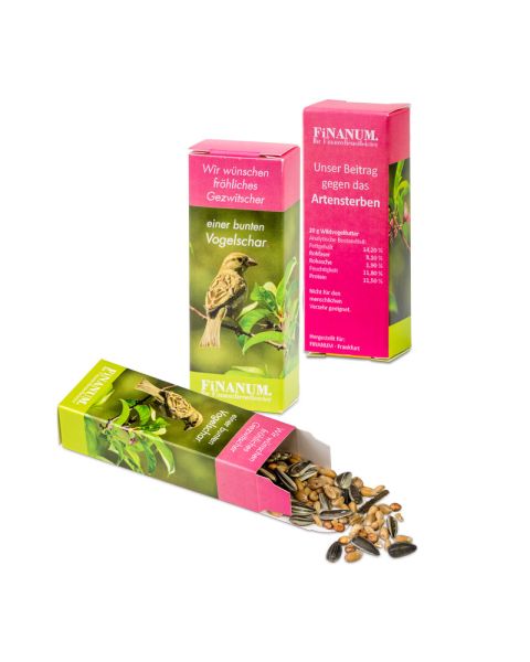20 g Vogelfutter-Box mit Werbedruck