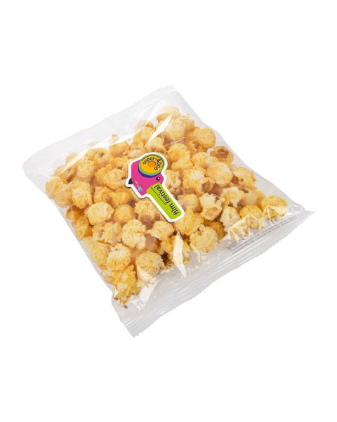 30 g salziges Popcorn im transparenten Tütchen mit Werbeetikett
