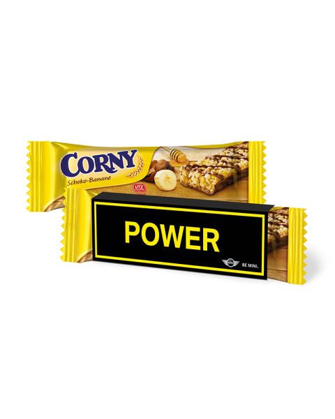 CORNY chocolate banana muesli bars in promotional slipcase with logo print