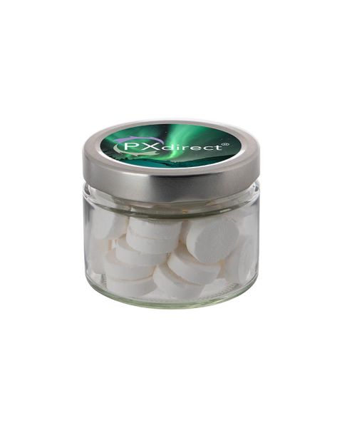 0.22 l glass jar filled with Wilhelmina peppermint and with promotional label
