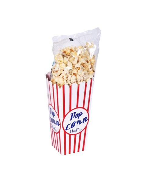 75 g popcorn in a box with advertising print