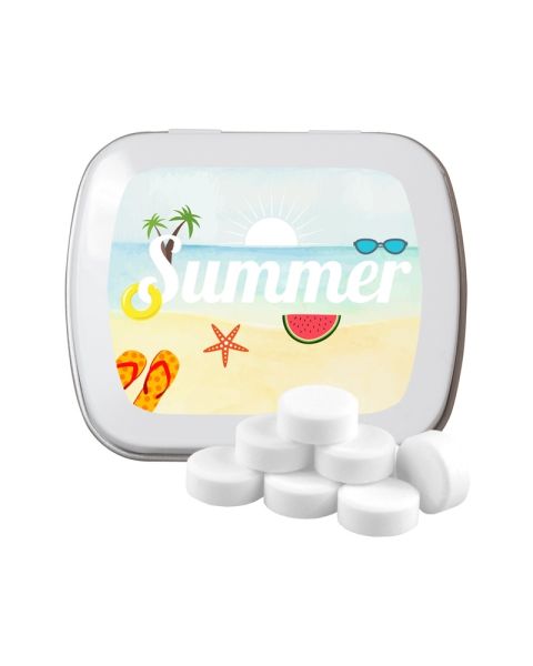 20 g Bio Pfefferminz Drops in Mintdose mit Werbedruck