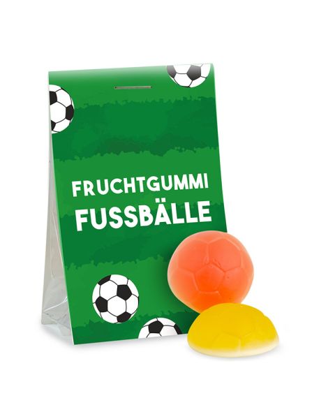Naschtasche Schaumzucker-Fruchtgummi Fussbälle mit Werbereiter