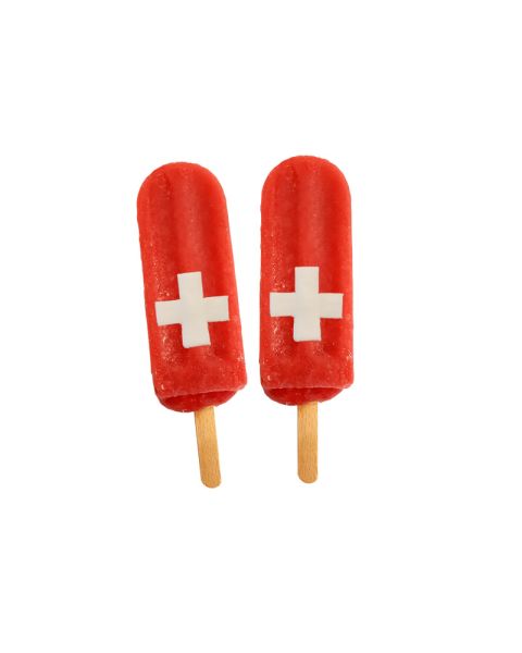 90 ml ice cream in Swiss national colours with Swiss cross and advertising