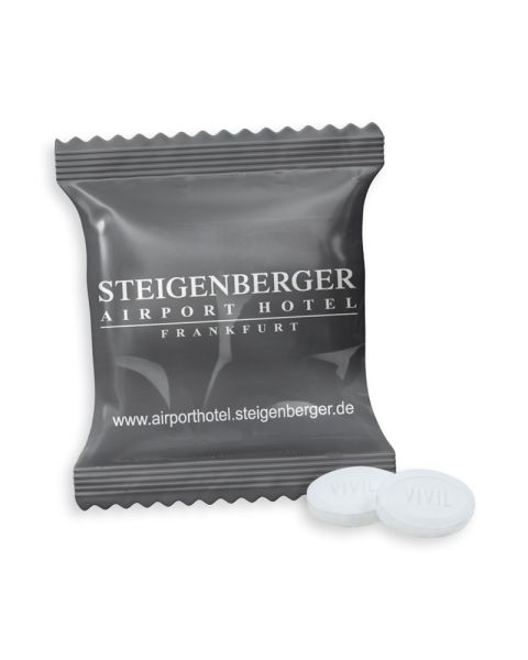 VIVIL Extra Strong Peppermint Daggrees in promotional bag with advertising print