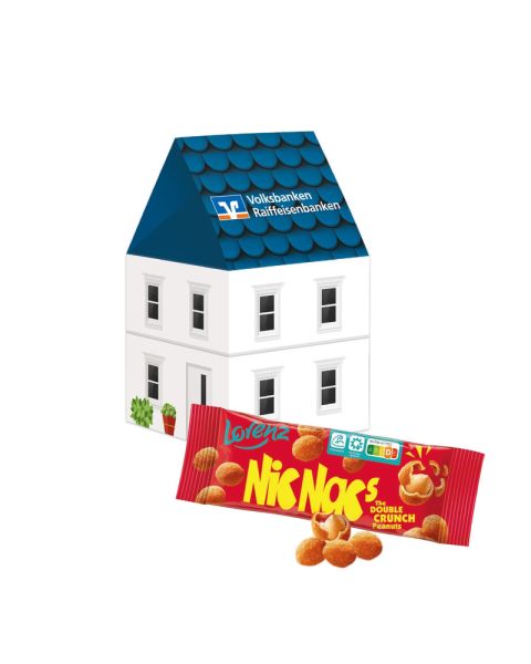 3D Präsent Haus mit Lorenz Nic Nac's und Werbedruck
