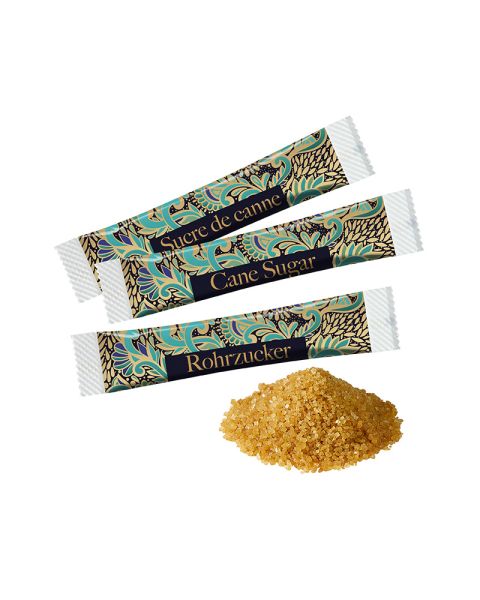 Brown sugar in paper sticks with logo print