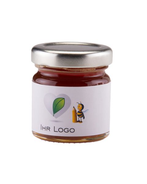 45 g Kastanienhonig im Glas mit Banderolenetikett und Logodruck