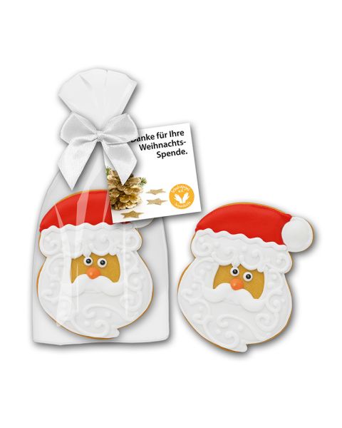 45 g Santa cookie in glossy bag with advertising card