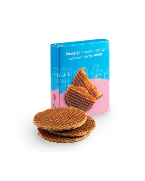 3 syrup waffles in a folding box with promotional print