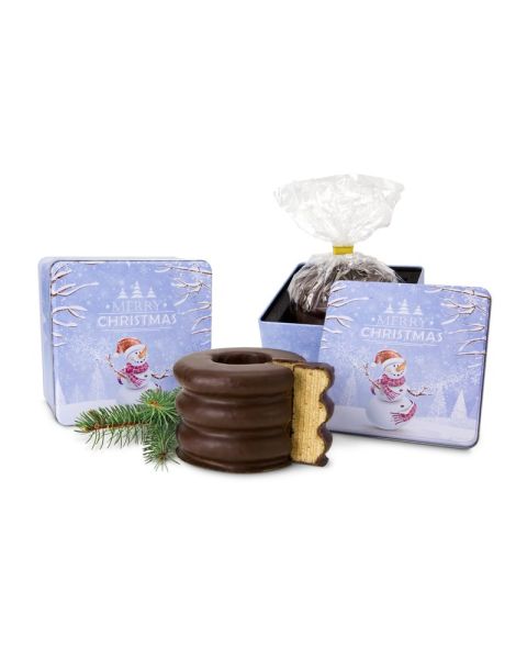 Baumkuchen cake in Christmas tin present set