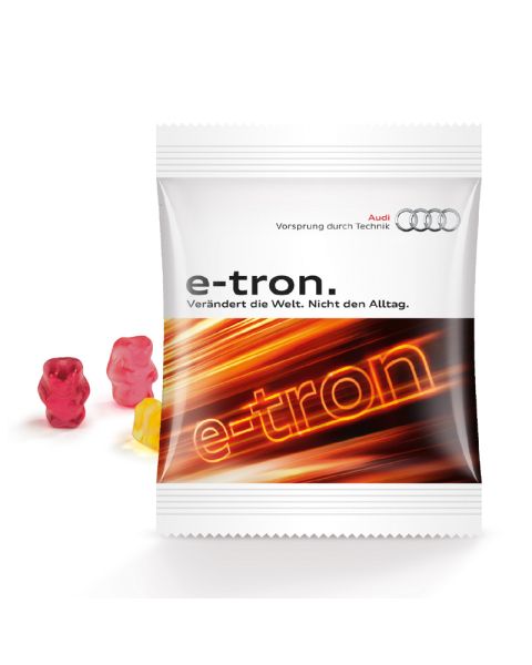 7 g fruit gums in mini bags with logo print