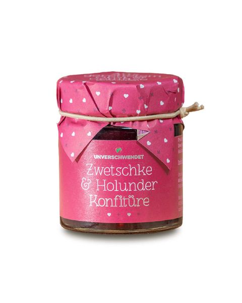 130 g Zwetschke & Holunder Konfitüre mit bedruckbarem Gläserdeckchen