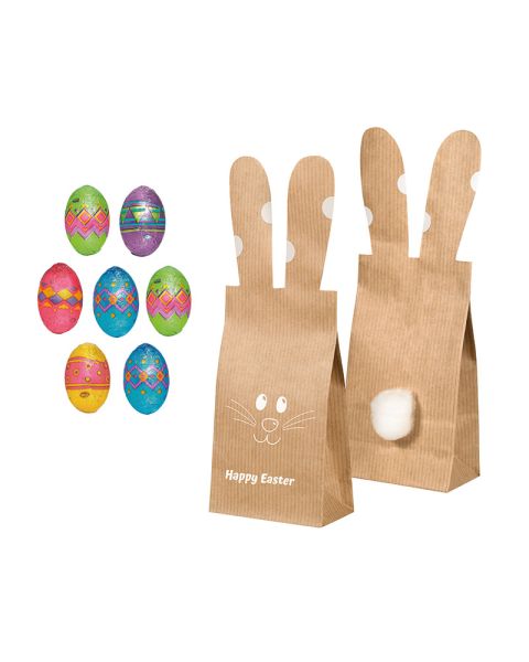 BUNNY BAG chocolate Easter eggs with advertising print