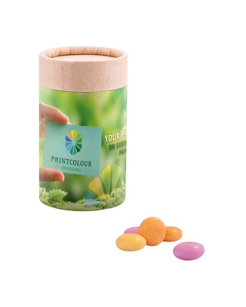 Midi paper tin Mentos Fruit with paper label and logo print