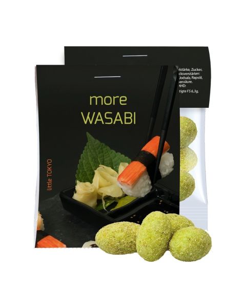 10 g Express Wasabi Peanuts in flow pack with advertising header