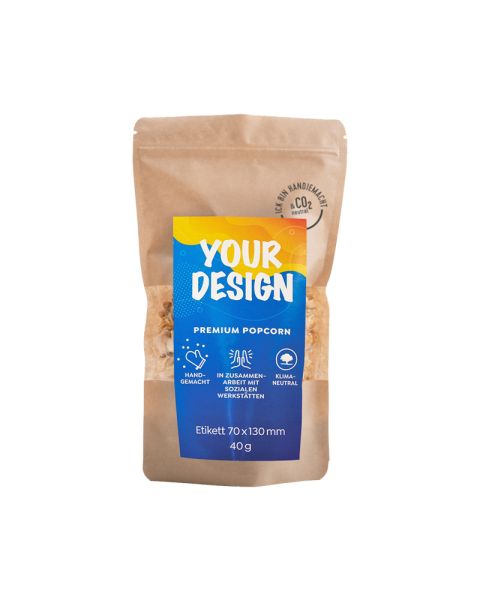 40 g Knalle Popcorn Peanut Butter Salted Caramel with promotional label