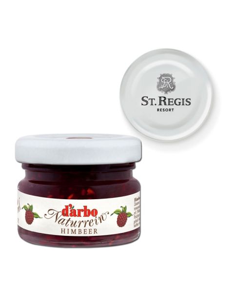 28 g Himbeere Konfitüre im Miniglas mit individueller Deckelbedruckung