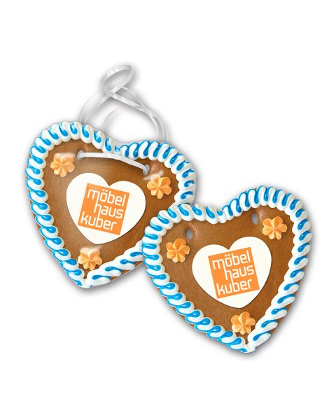 95 g gingerbread heart 16 x 15 cm sealed in glossy foil with printable marzipan topping
