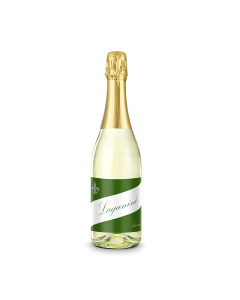 0.75 l sparkling wine cuvée clear bottle with promotional print