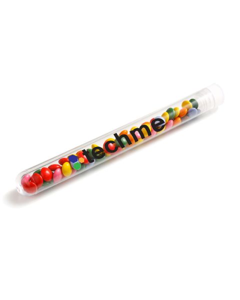 Mini Schokolinsen im Reagenzgläschen mit Logodruck