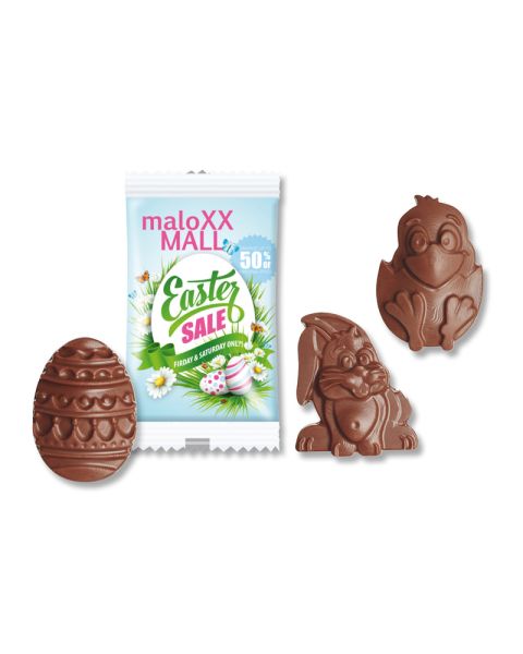 Easter chocolate figures in promotional bags with promotional print