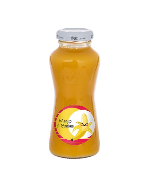 200 ml mango and banana smoothie with promotional label