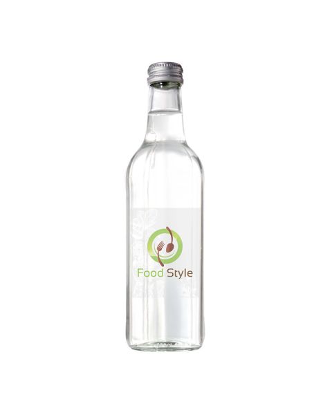 330 ml Glas-Wasserflasche mit Quellwasser und mit Werbedruck