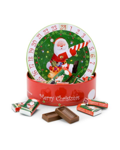 Advent calendar clock with chocolate present