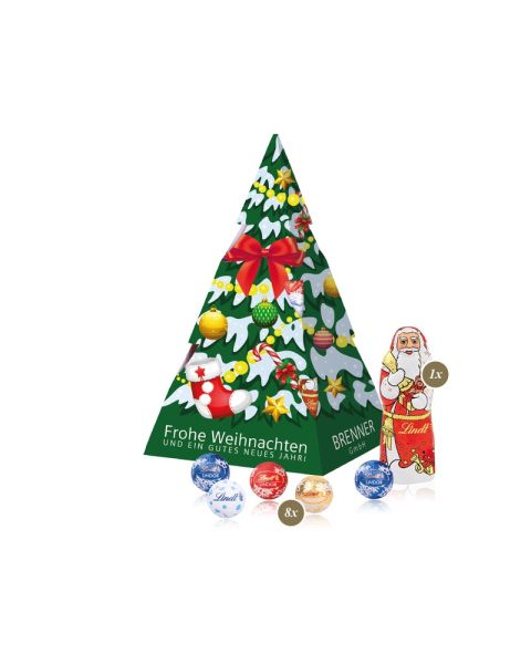 Lindt Christmas tree gift with promotional printing