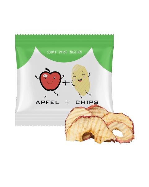 15 g organic apple chips in promotional bag with logo print