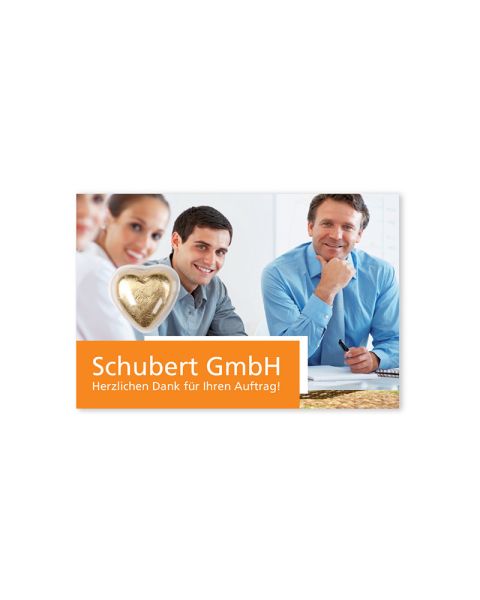 Lindt Herz auf Schokokarte mit Werbebedruckung
