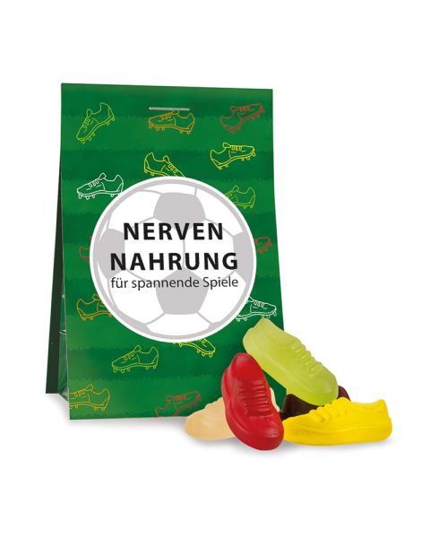 XL snack bag with edible trainers and advertising label