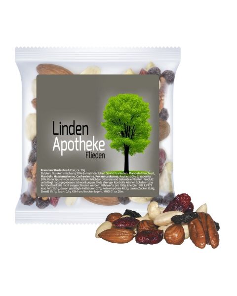 30 g Express Premium trail mix in flow pack with promotional label