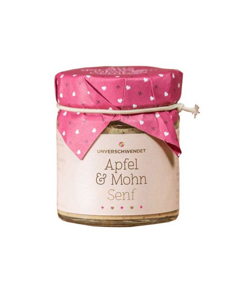 135 g Apfel & Mohn Senf im Gläschen mit bedruckbarem Bauchetikett